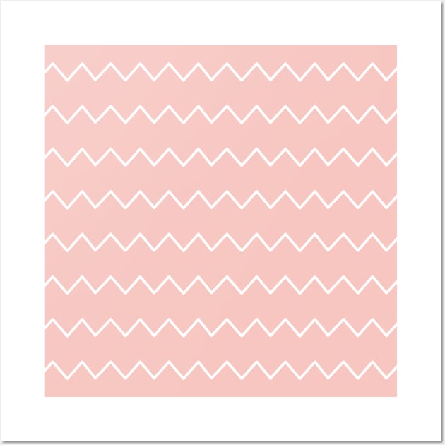 Minimal Coral Chevron Pattern Wall Art by speckled